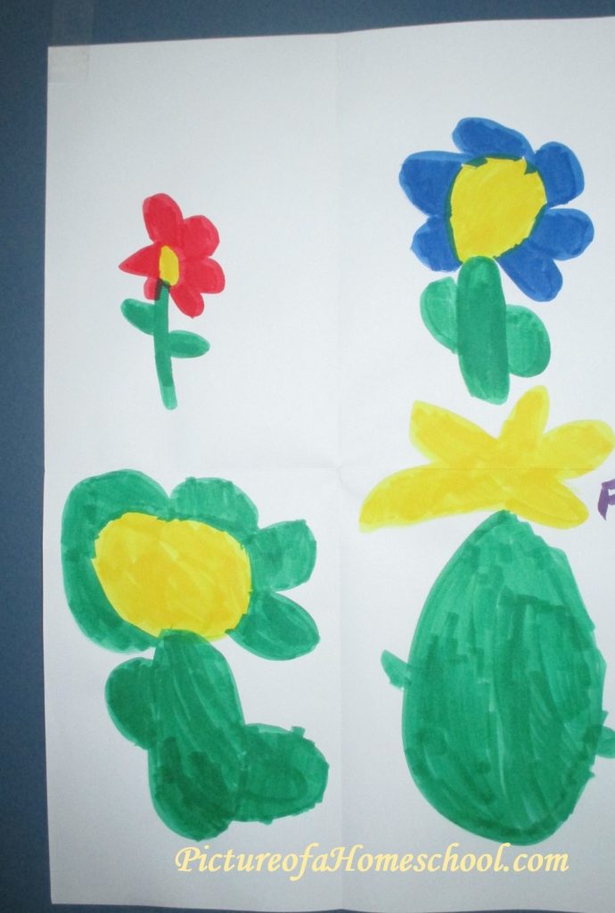 child's drawing of flowers