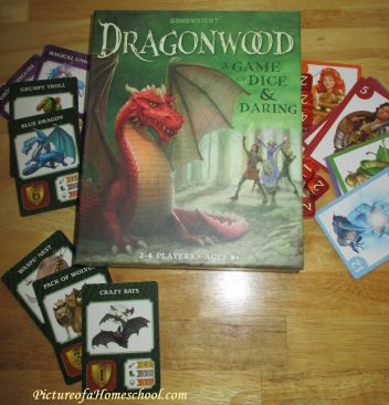 dragonwood card and dice game with dragons and mythical creatures